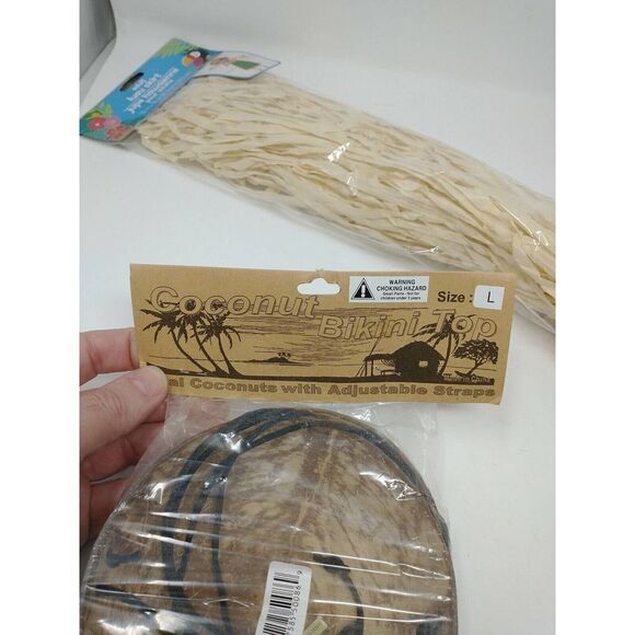 Coconut Bikini Tops USA Leis grass skirts for summer pool party Adjustable Sizes - Picture 3 of 7